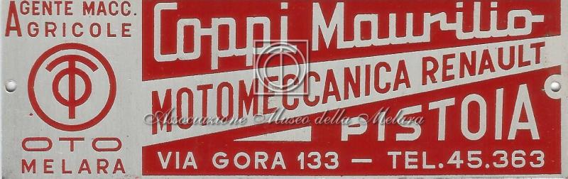 Targhetta Coppi Maurilio - Agente Macchine Agricole OTO Melara